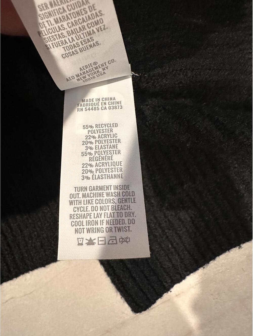 Aerie Unreal Crewneck Sweater in Black and Cream Striped Women’s XS Oversized - Picture 8 of 10